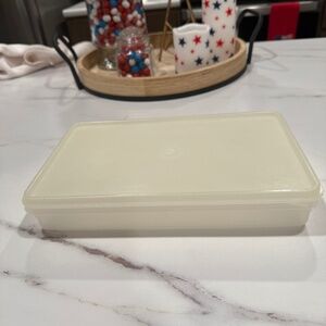 Two Vintage Tupperware Stow N Go White Containers with White Lid